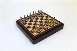 Italfama - Golden Rosewood Chess Set W/Metal Pieces 28x28cm