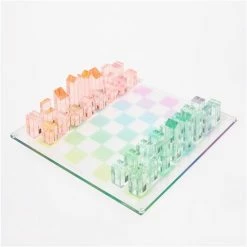 SunnyLife - Lucite Aurora Chess & Checkers Set 65pce