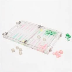 SunnyLife - Mini Lucite Aurora Backgammon Set W/Carry Case