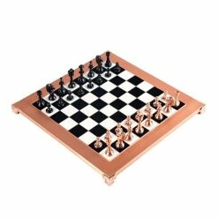 Manopoulos - Class. Metal Staunton Chess Set Blk/Copper 36cm