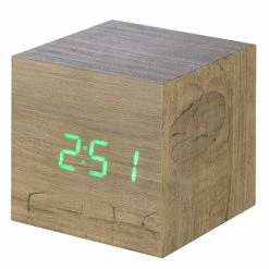 Gingko - Cube Click Clock Ash / Green LED