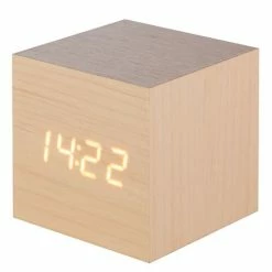 Gingko - Cube Click Clock Maple / Orange LED