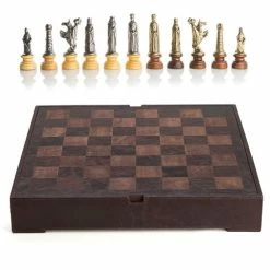Italfama - Medieval Chessmen 8cm Leather Chessboard 40x40cm