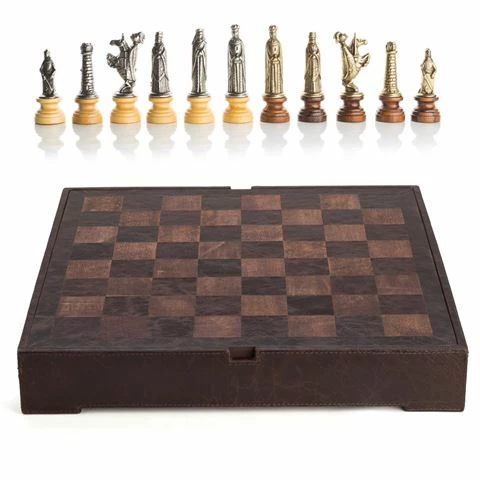 Italfama - Medieval Chessmen 8cm Leather Chessboard 40x40cm 3 Italfama - Medieval Chessmen 8cm Leather Chessboard 40x40cm