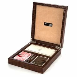 Renzo Romagnoli Renzo - Crocodile Leather Bridge Game Box Victor Brown