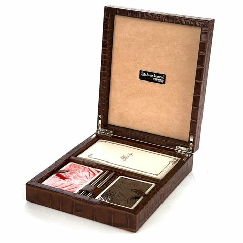 Renzo Romagnoli Renzo - Crocodile Leather Bridge Game Box Victor Brown