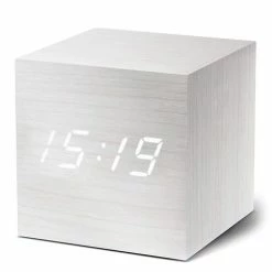 Gingko - Cube Click Clock White / White LED
