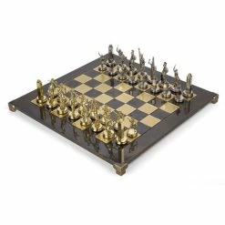 Manopoulos - Greek Mythology Chess Set W/ Brown Board 54cm