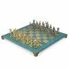 Manopoulos - Greek Roman Chess Set With Turquoise Board 44cm