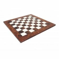 Italfama - Elm Briar Wood Chessboard W/Brass Chess Pieces