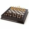 Renzo Romagnoli Renzo - Crocodile Print Leather Chess & Backgammon Set Brown