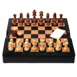 Renzo Romagnoli Renzo - Leather And Wood Chess Set Black